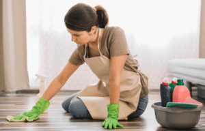 women cleaning floor