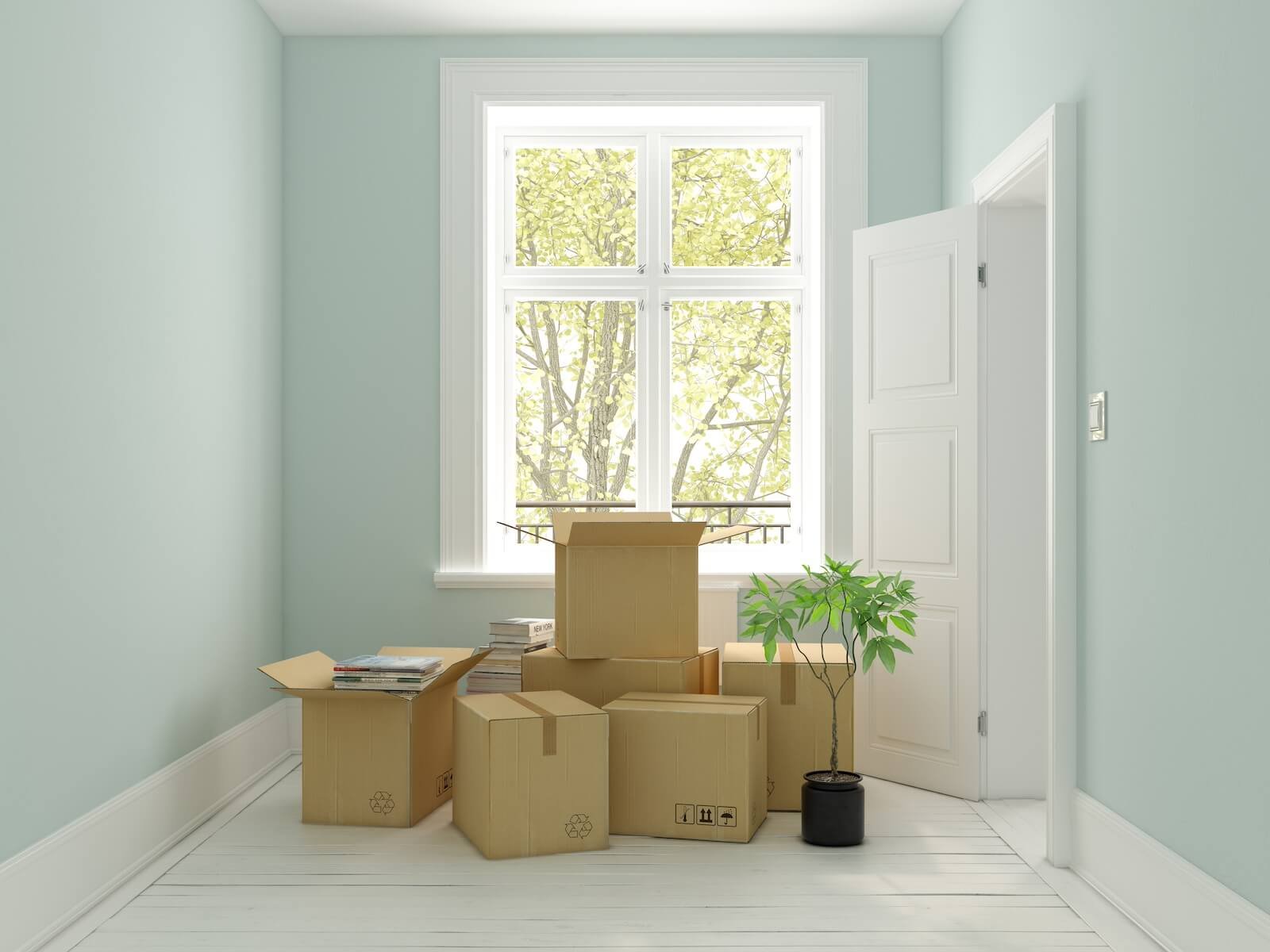Boxes Packed in Home For Move
